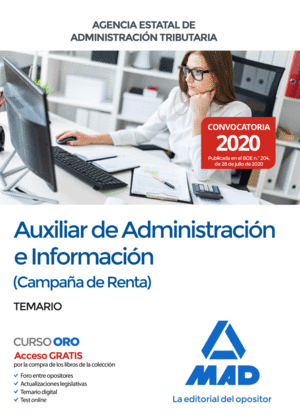 AUXILIAR DE ADMINISTRACIÓN E INFORMACIÓN (CAMPAÑA DE RENTA) DE LA AGENCIA ESTATA