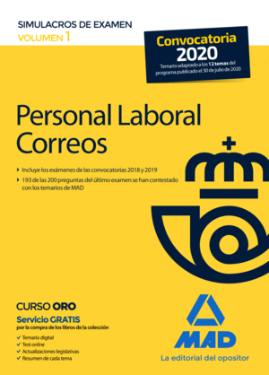 PERSONAL LABORAL DE CORREOS Y TELÉGRAFOS. SIMULACROS DE EXAMEN VOLUMEN 1