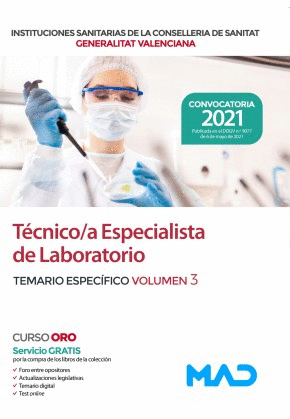 TEMARIO ESPECIFICO VOL 3 TECNICO;A ESPECIALISTA DE LABORATORIO INSTITUCIONES SAN