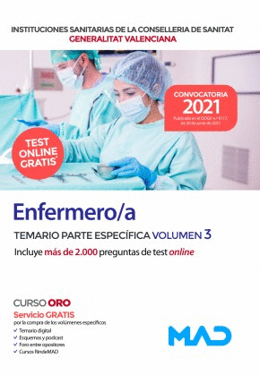 ENFERMERO/A TEMARIO PARTE ESPECÍFICA VOL. 3. CONSELLERIA SANITAT GENERALITAT VALENCIANA