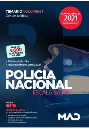 POLICIA NACIONAL. ESCALA BÁSICA. TEMARIO VOLUMEN 1.