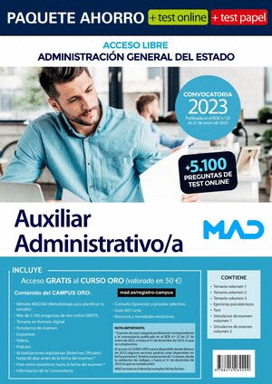 ESTADO PAQUETE AHORRO + TEST PAPEL + TEST ONLINE AUXILIAR ADMINISTRATIVO;A (ACCE